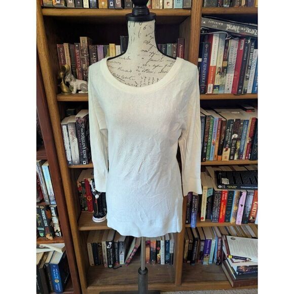 Kate Spade Women's Size Medium Crew Neck Bow Pullover Sweater Black Beige - Picture 2 of 5